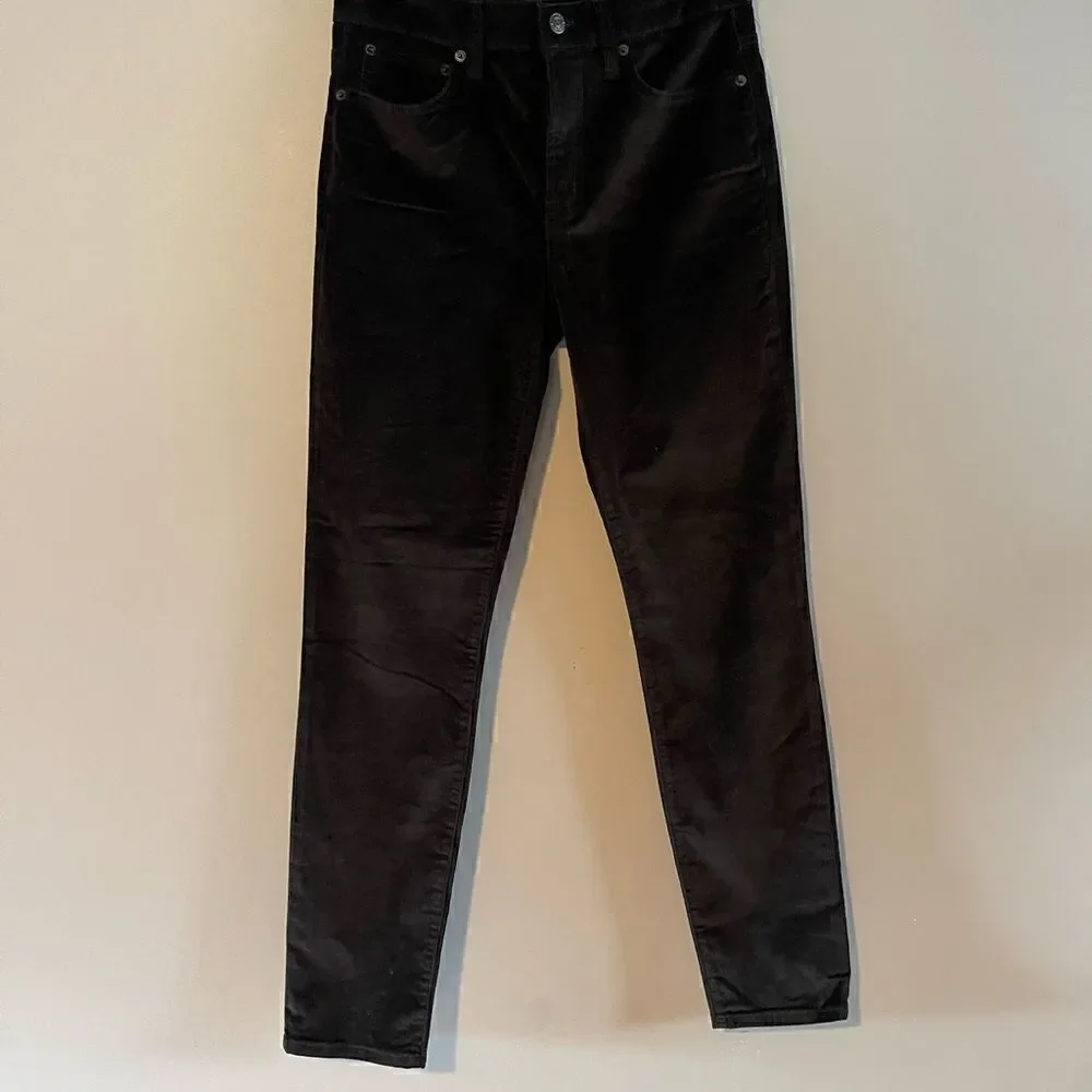 J. Crew Jeans Velvet High Rise Toothpick Jeans || SZ 27 || Black Velvet